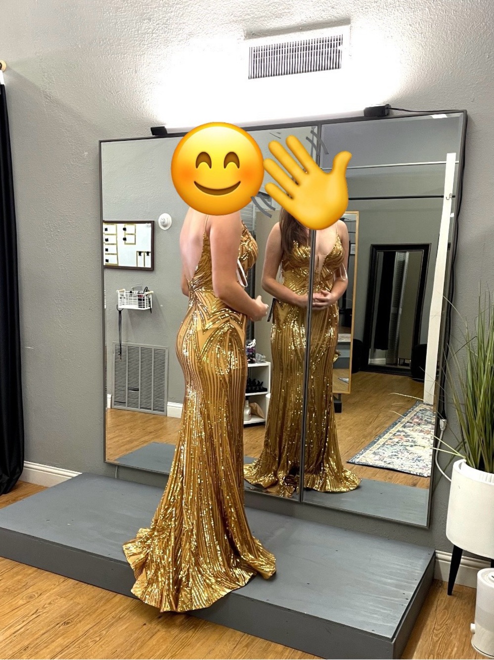JVN by Jovani Gold Sequin Prom Dress